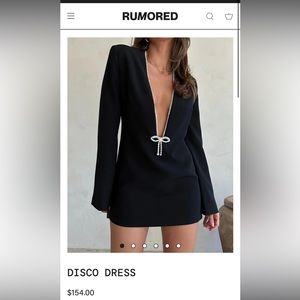 Rumored Disco Dress (never worn) mini black dress with bow embellishment